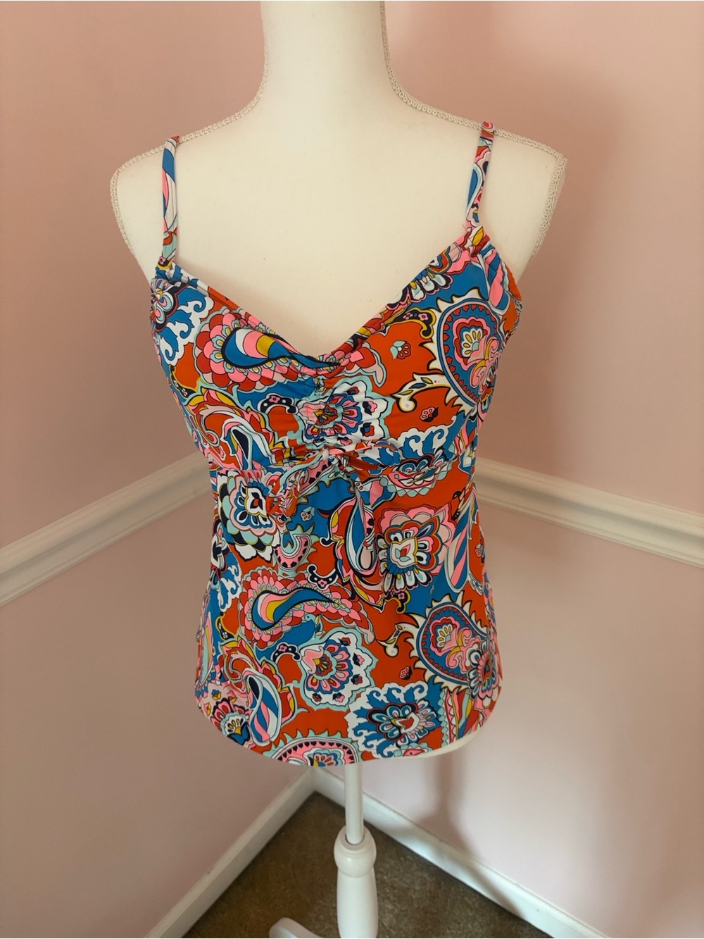 Lands' End Multicolor Paisley Underwire Swim Cami